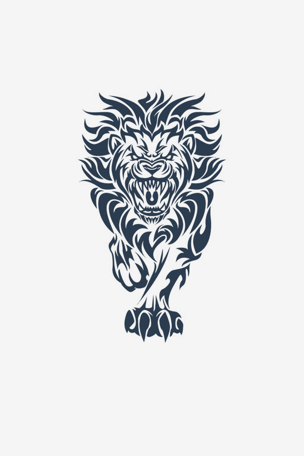 Design de tatuaj temporar cu León en acabado Ilustrativo, într-o poziție de atac