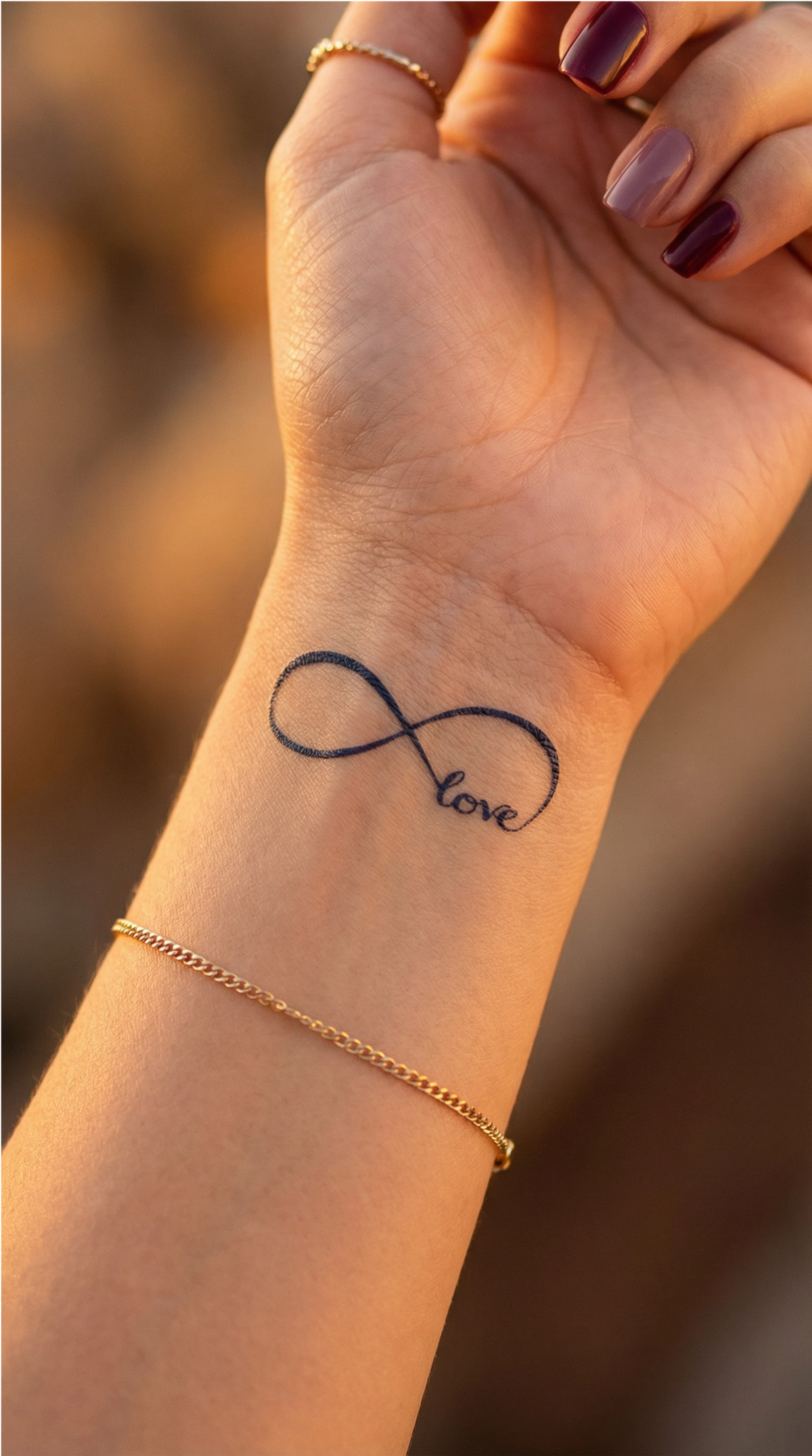 Model temporar cu simbolul infinitului, în linie fină, potrivit pentru o pereche pe gleznă sau încheietură